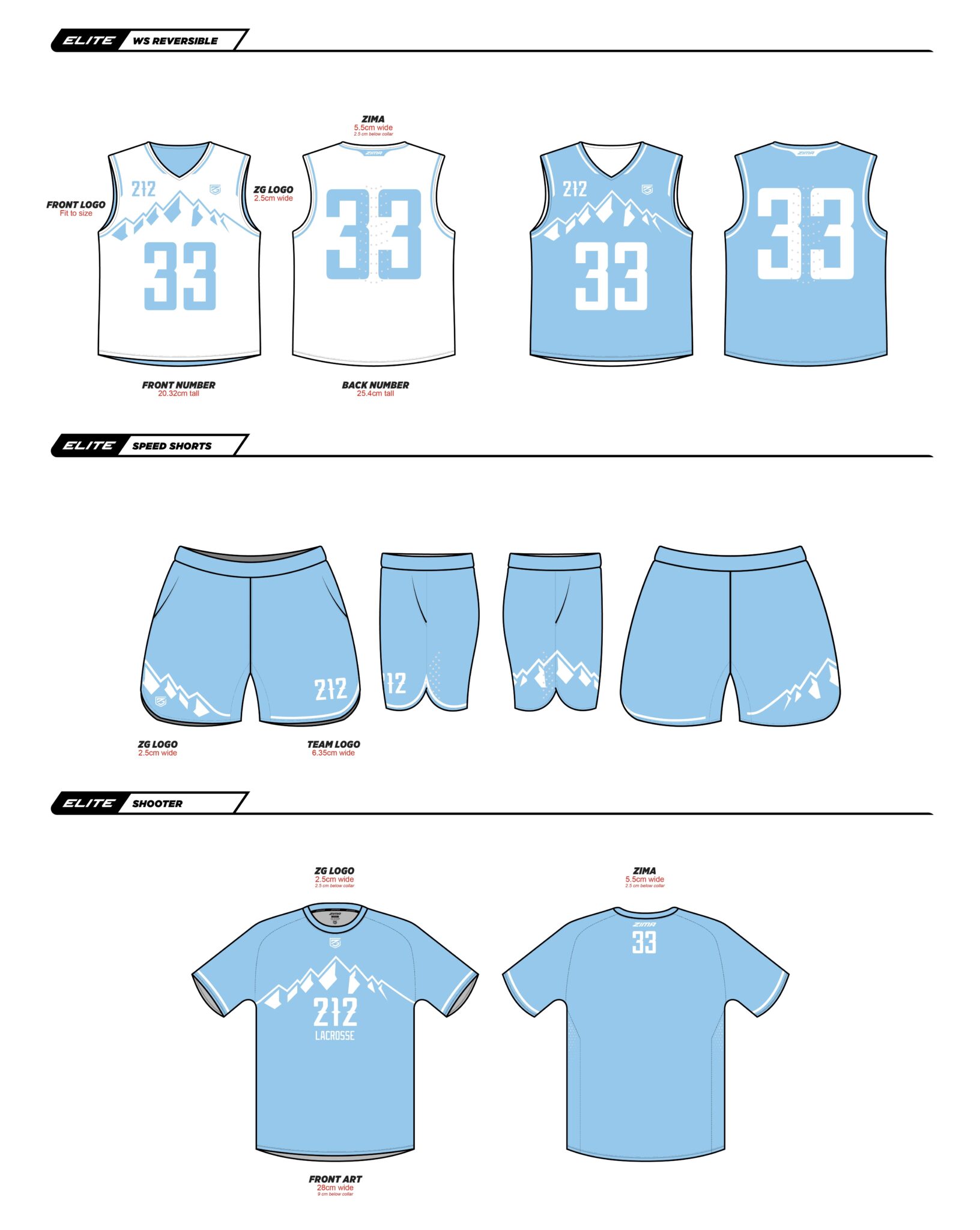 212 three-piece sublimated uniform — reversible jersey, speed shorts, and shooter shirt